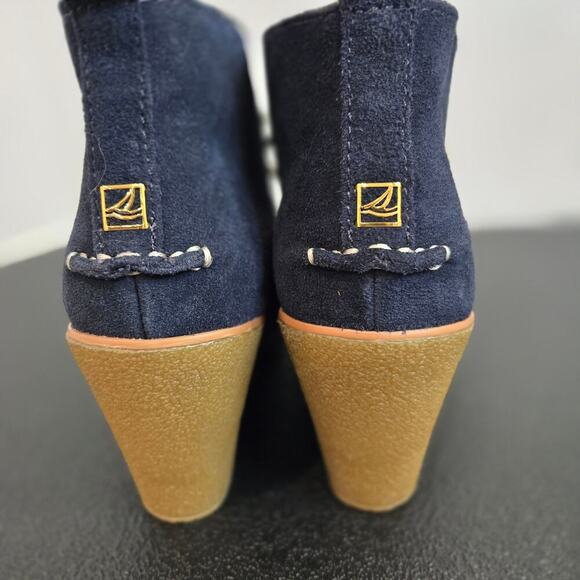 NEW Sperry Top-Sider Harlow Burnished Blue Suede Leather Chukka Wedge Boot 8M - Picture 7 of 11
